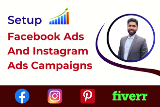 setup facebook ads and instagram ads campaigns for sales, leads, and traffic