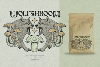 do handdrawn vintage botanical, mystic, logo  illustration