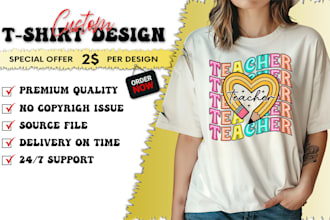 create wavy retro vintage t shirt or customs t shirt design