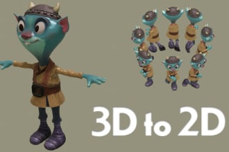 make 8 direction animated sprites for games from 3d