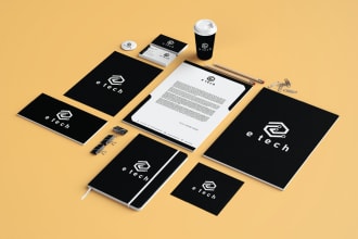 create unique brand logo with visual identity package