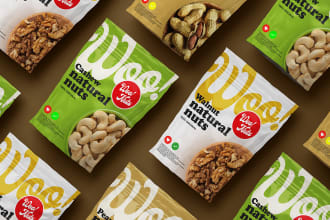 design pouch label, nuts packaging, coffee label, sachet label, food packaging