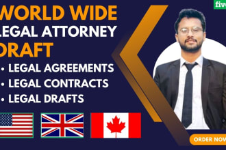 draft your legal agreements, legal contracts, and legal drafts USA, UK, canada