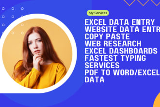 do fastest excel data entry,copy paste job,typing work,web research