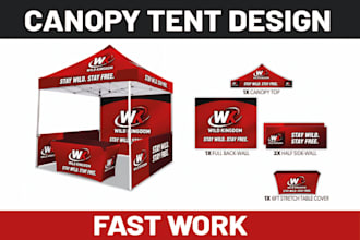 do canopy tent design, table cover, feature flags,roll up banner