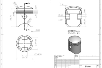 2d mechanical drawing, technical drawing in solidworks and autocad