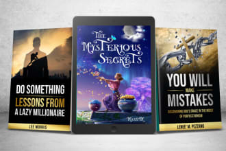 do book cover, e book cover or kindle with 3d mockup design