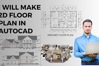 make modern 2d floor plan design with autocad expertise