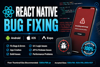 fix react native bugs, errors, crashes, and build issues