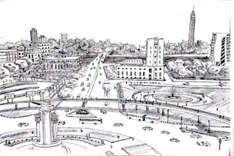 create hand drawn architecture and urban design sketches