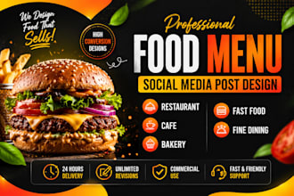design restaurant banner and food menu