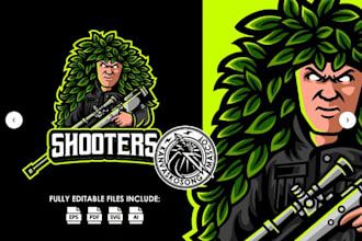 design cartoon sports sniper mascot logo
