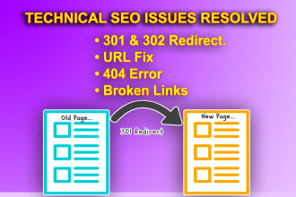 your 301 redirect, SEO URL, 404 error, or broken links