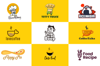 do playful restaurant chef catering cafe bakery shop food truck logo design