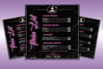 do hair, lash, nail, spa or all services price list flyer