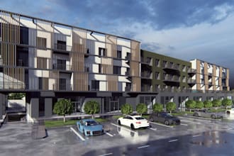 create modern architectural exterior visualization