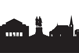 create silhouette city landscapes on illustrator