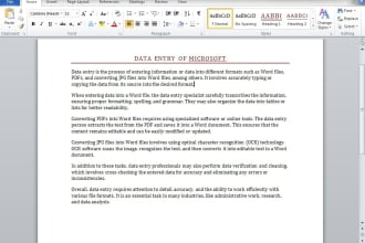 do typing job, data entry work, PDF to word or excel
