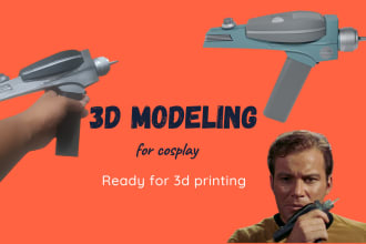 make 3d modeling of weapons for cosplay for 3d printing