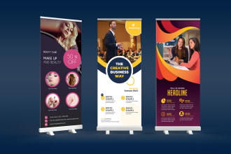 design roll up, rectangle banners, and signs board