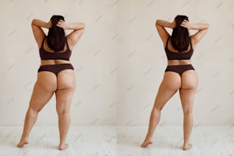 do natural body editing in a photo, body shaping, private boudoir retouching