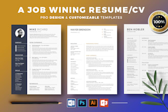do edit and update resume, CV, cover letter design in editable format