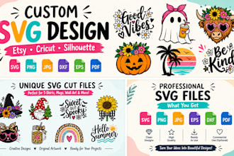 create custom svg designs for etsy cricut and silhouette