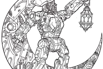 design any type of robot, armor or mecha in line art