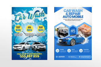 design modern car wash flyer, auto detailing, car service,
