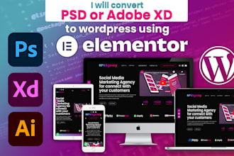 convert PSD to wordpress using elementor pro
