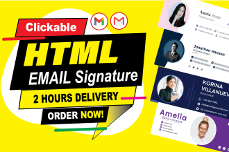 do clickable email signature or html signature or outlook , gmail signature