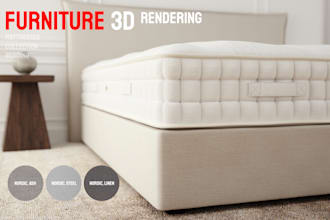 do furniture, mattress, lifestyle, e commerce rendering