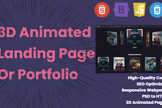 build a 3d professional landing page or portfolio