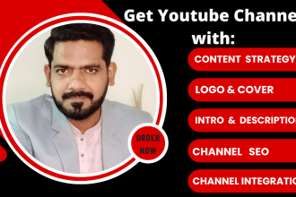 create an optimized youtube channel with a logo, cover, and description