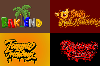 design 3 typography hand lettering logo for t shirt urban streetwear text script