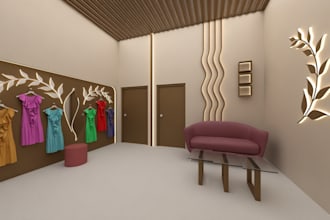 design 3d interior of cafe, house, shopping mall, and office