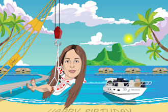 do caricature and background in just dollar 5