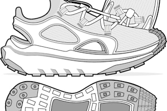 draw shoe designs with technical details
