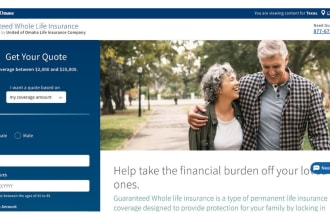 design health insurance website or life insurance landing page, insurance leads