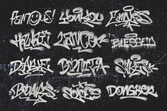 make graffiti tag with spray paint textures for your logo