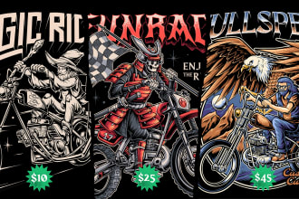 draw motorcycle illustration for t shirt design