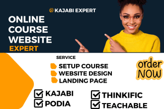 setup kajabi online course website kajabi podia thinkific teachable website