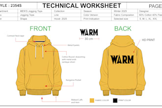 design hoodies, joggers, tshirts, and create fashion apparel tech packs