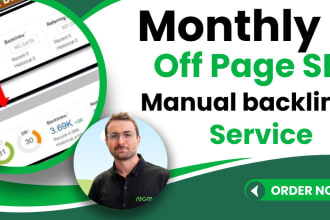 monthly off page seo service via white hat backlinks with ranking report