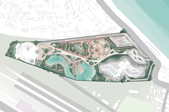 do 2d site plan and photoshop render