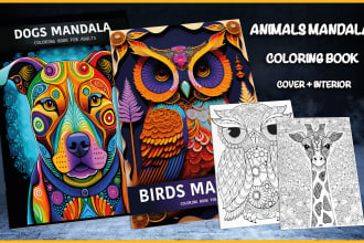 design a adult animals mandala coloring book for KDP and etsy