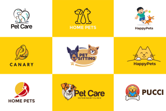 do cute pets shop store farm veterinary clinic animal shelter mascot logo design