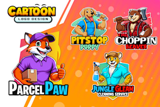 create animal cartoon logo design and custom cartoon sticker