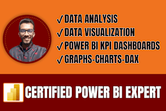 create power bi KPI dashboards, reports, and dax as a data visualization expert