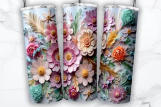 make awesome sublimation wrap designs for tumblers with 2d, 3d illustrations